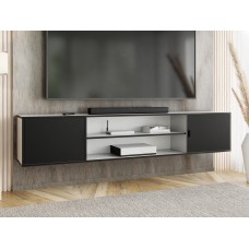Atvērts TV galdiņš LUNO 4, Balts/Melns/Melns